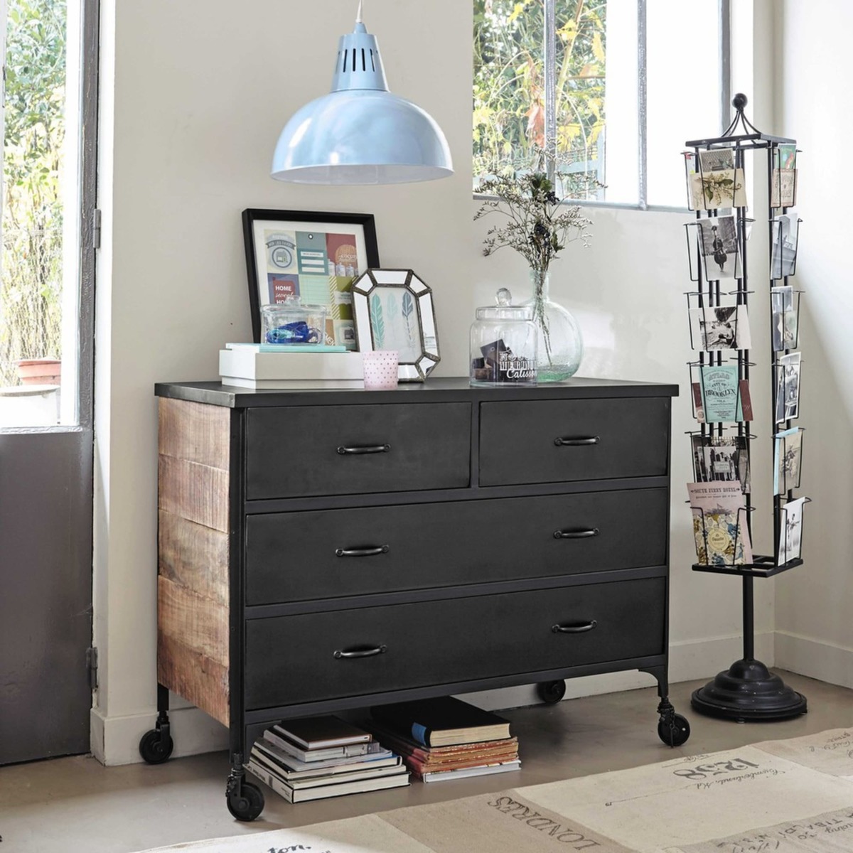 Antiqued metal drawer chest on castors W 105cm Dupleix – image 4