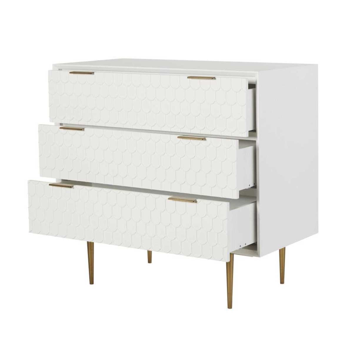 Satin-Finish White 3-Drawer Chest of Drawers Riverside – image 3