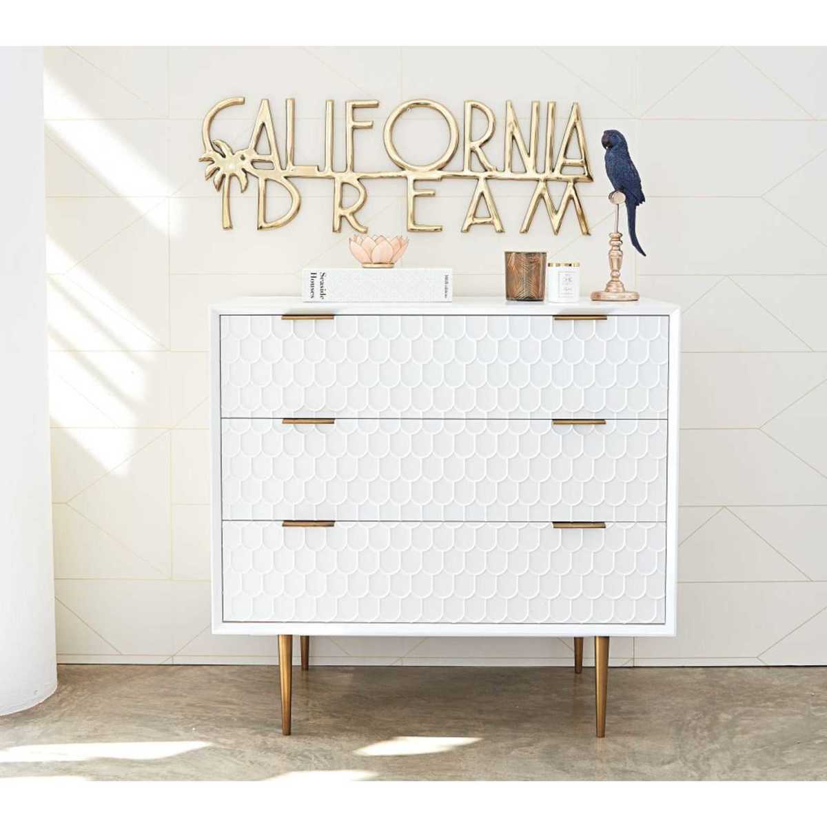 Satin-Finish White 3-Drawer Chest of Drawers Riverside – image 6