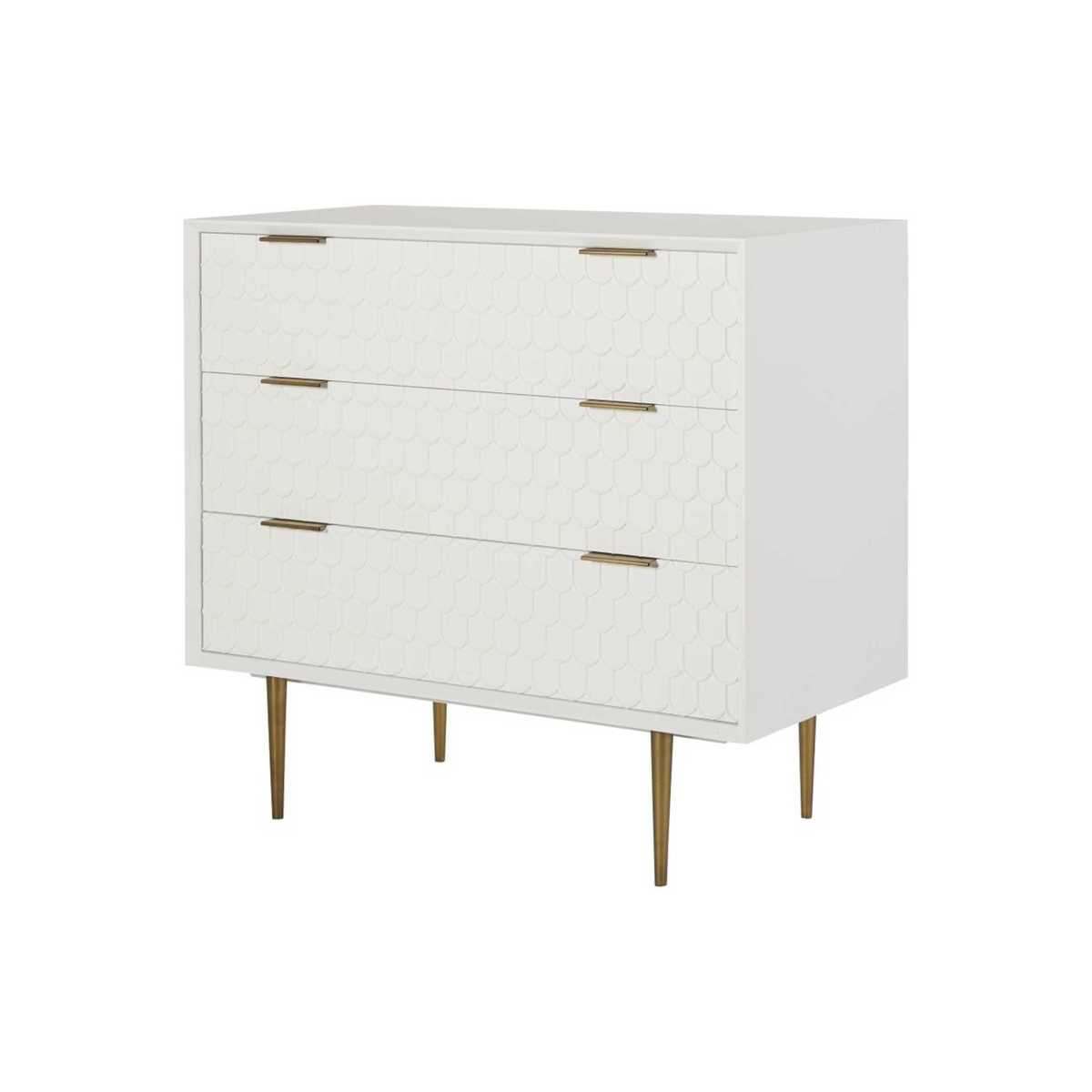 Satin-Finish White 3-Drawer Chest of Drawers Riverside – image 2