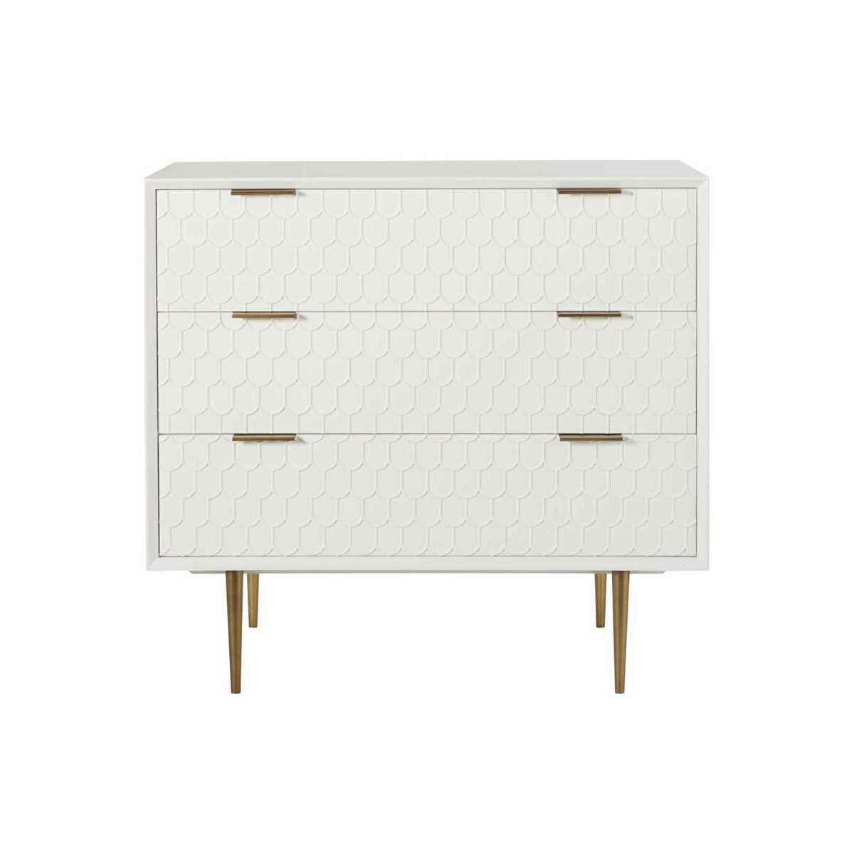 Satin-Finish White 3-Drawer Chest of Drawers Riverside – image 1