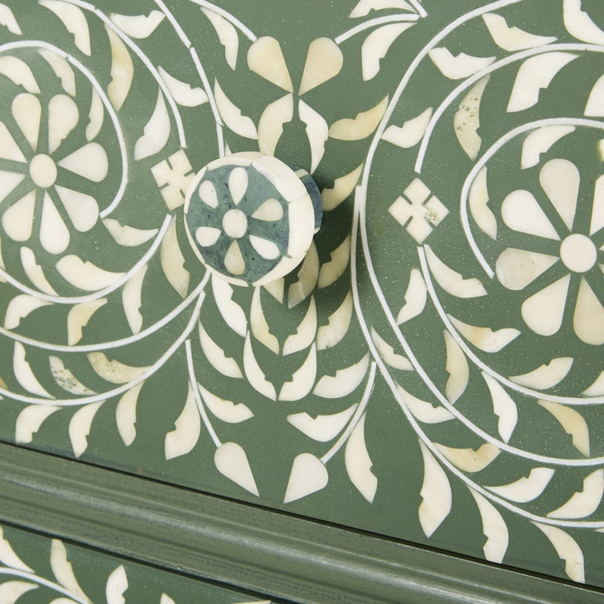 4-Drawer Chest of Drawers in Khaki with Floral Print Anoushka – image 4