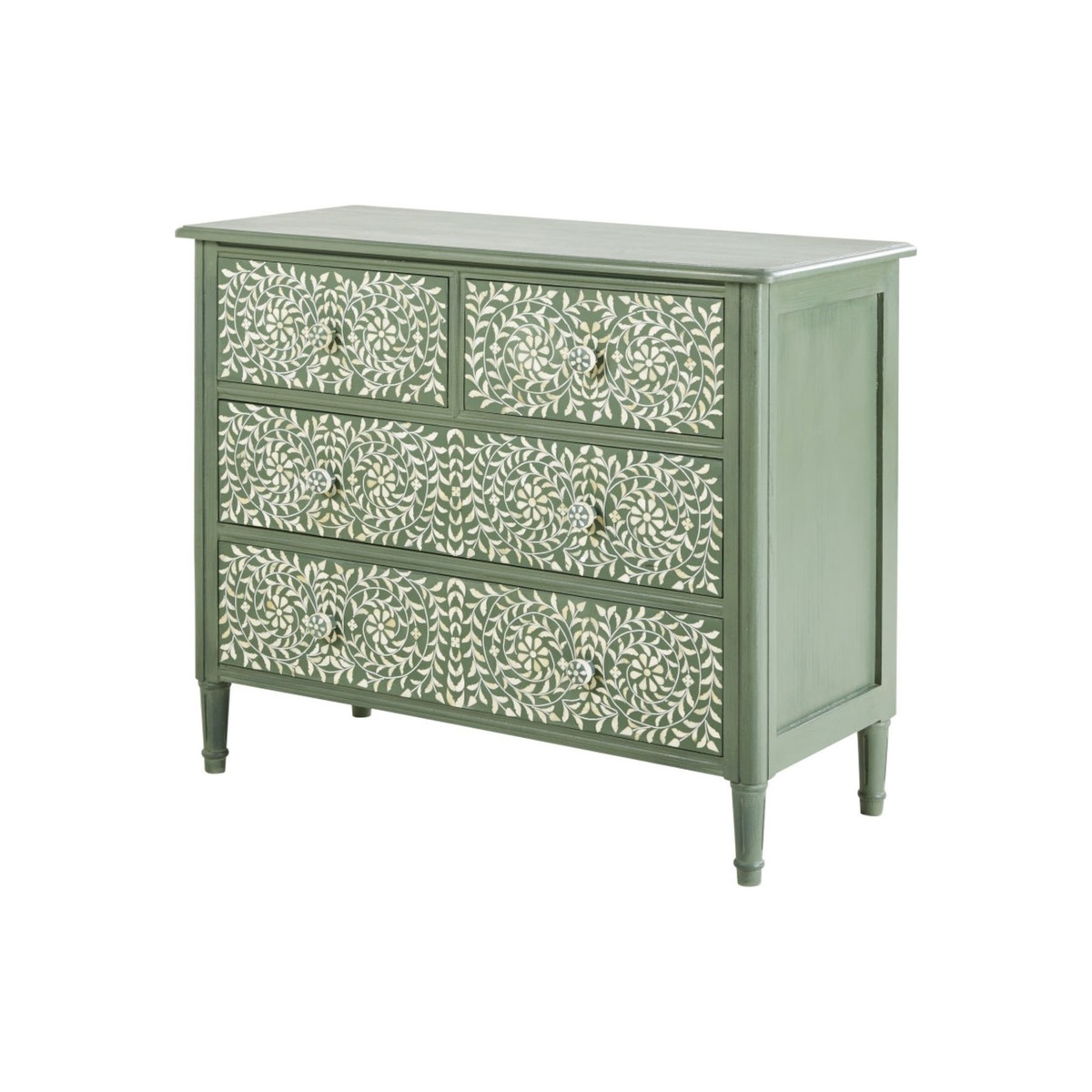 4-Drawer Chest of Drawers in Khaki with Floral Print Anoushka – image 2
