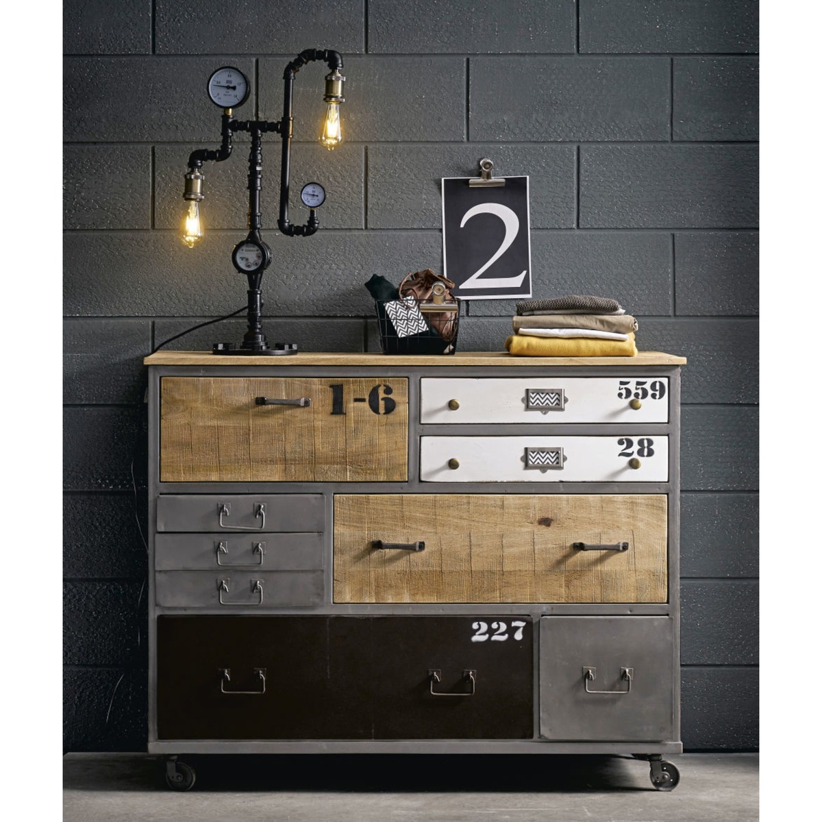 Metal and Mango Drawer Chest on Castors Lazare – image 4