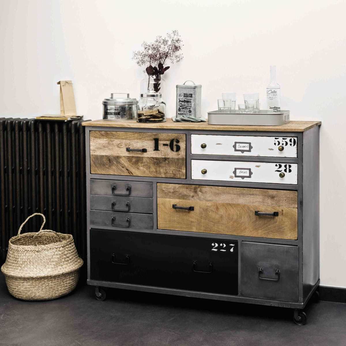 Metal and Mango Drawer Chest on Castors Lazare – image 7