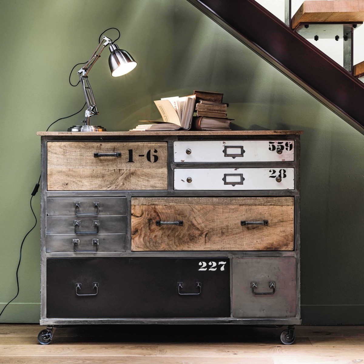 Metal and Mango Drawer Chest on Castors Lazare – image 9
