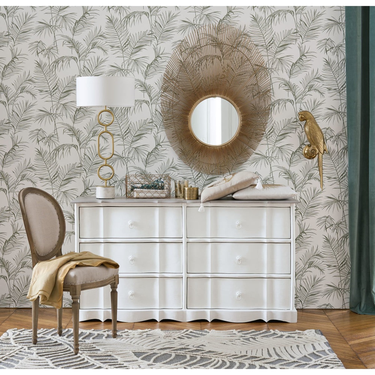 Mango wood chest of drawers, white W 153cm Medicis – image 2