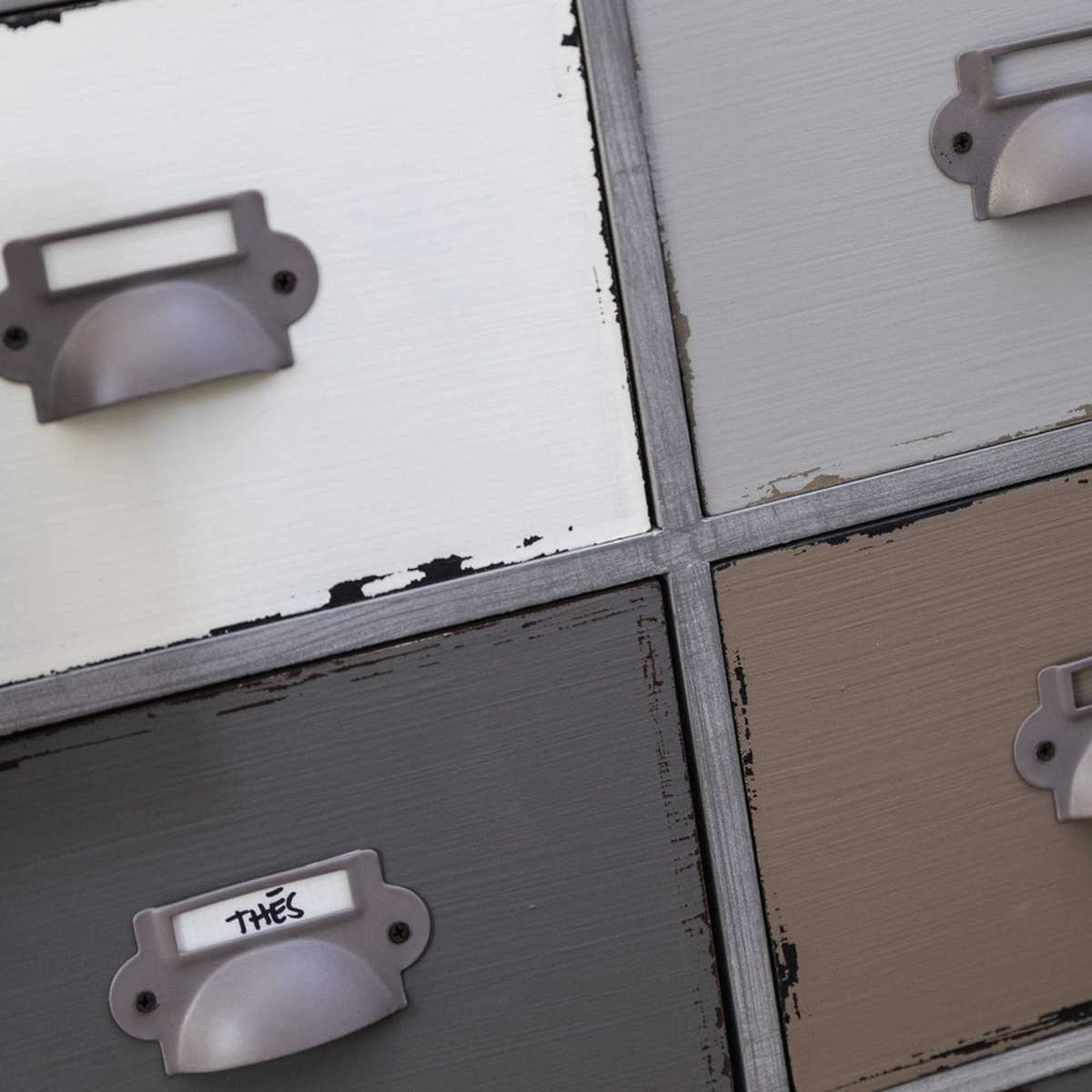 Wooden cabinet on castors in grey W 85cm Odéon – image 2