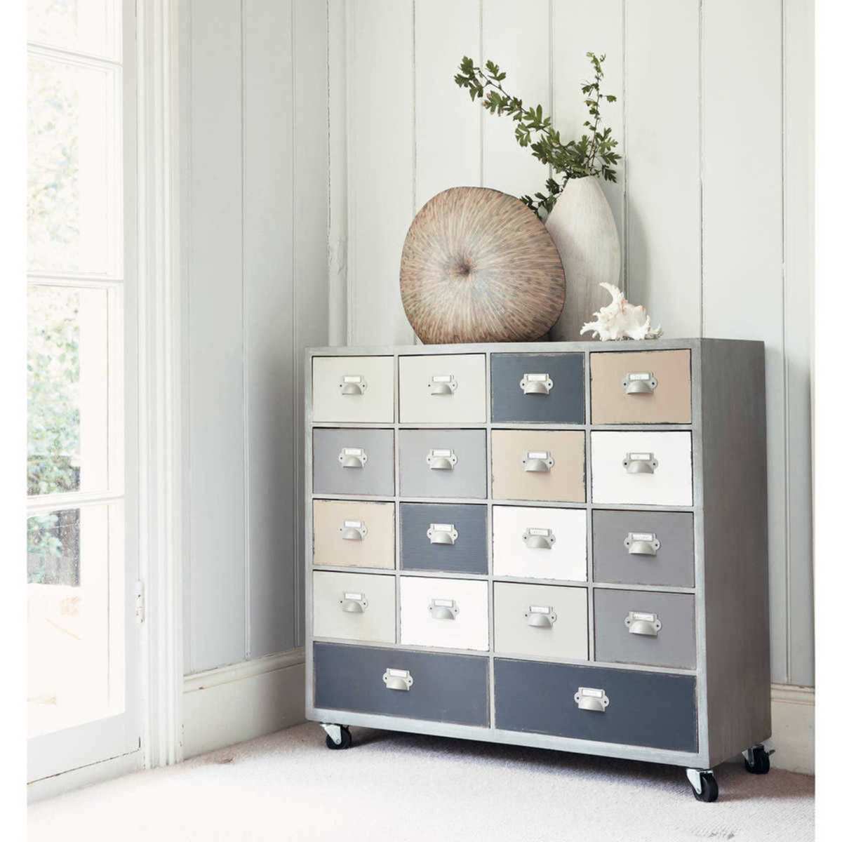 Wooden cabinet on castors in grey W 85cm Odéon – image 8