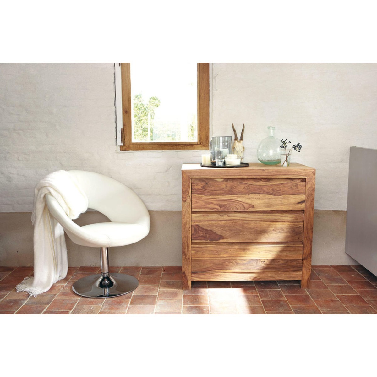 Solid Sheesham Wood 3-Drawer Chest Stockholm – image 4