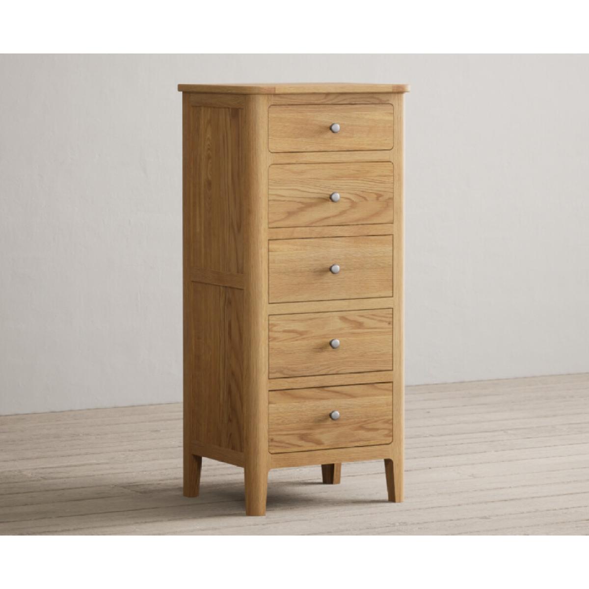 Loxton Solid Oak 5 Drawer Tallboy – image 3