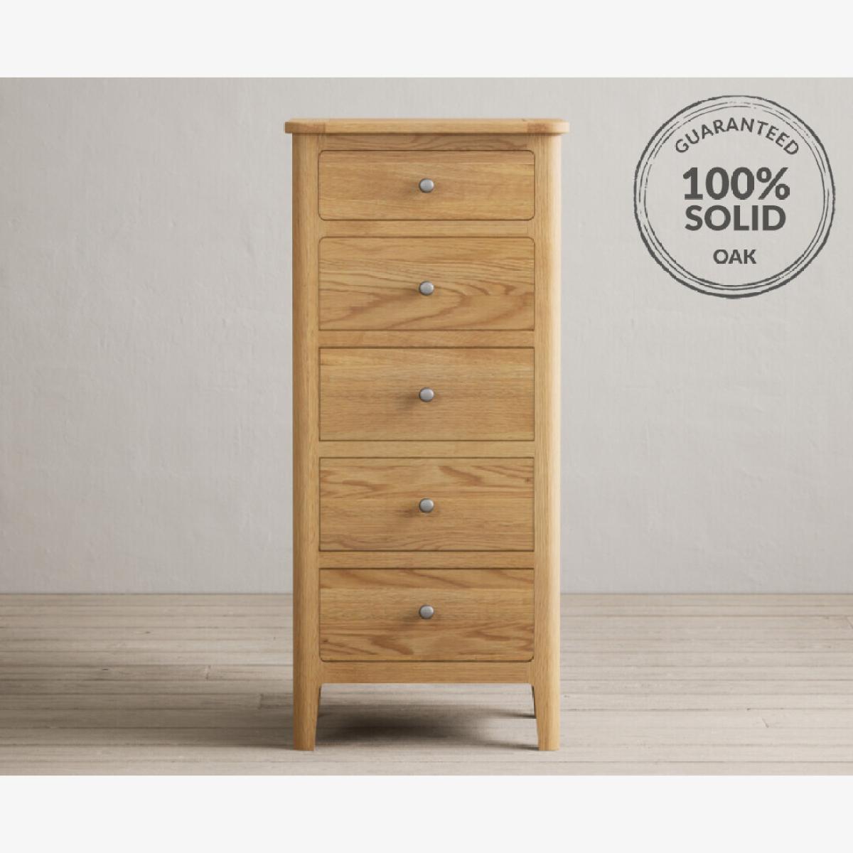 Loxton Solid Oak 5 Drawer Tallboy – image 1