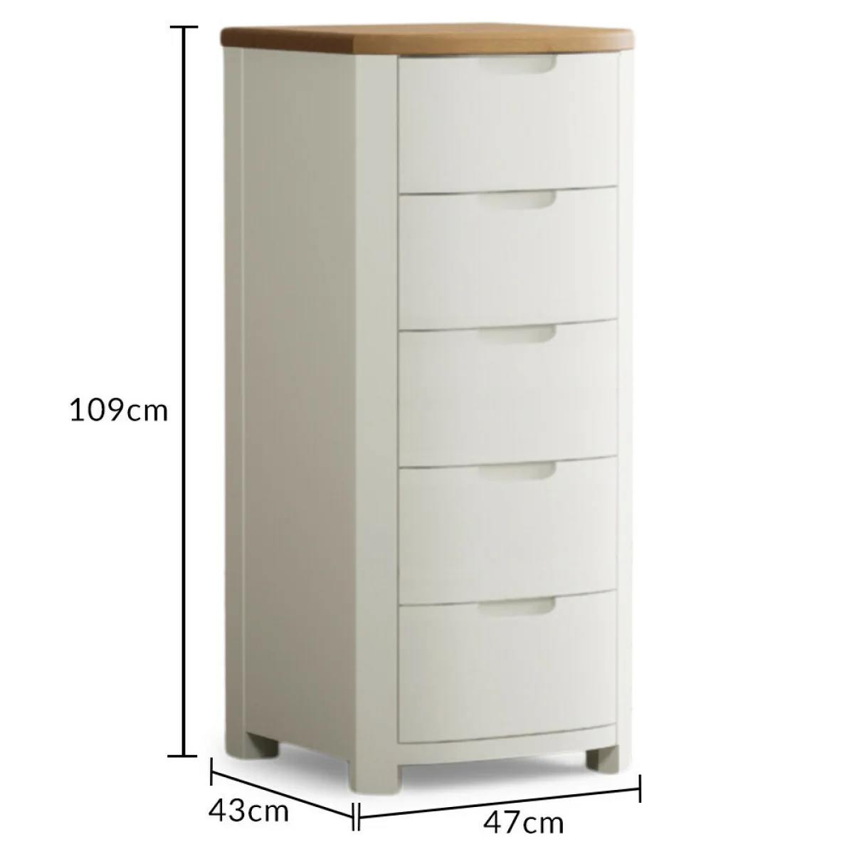 Bradwell Oak and Signal White Painted 5 Drawer Tallboy – image 6