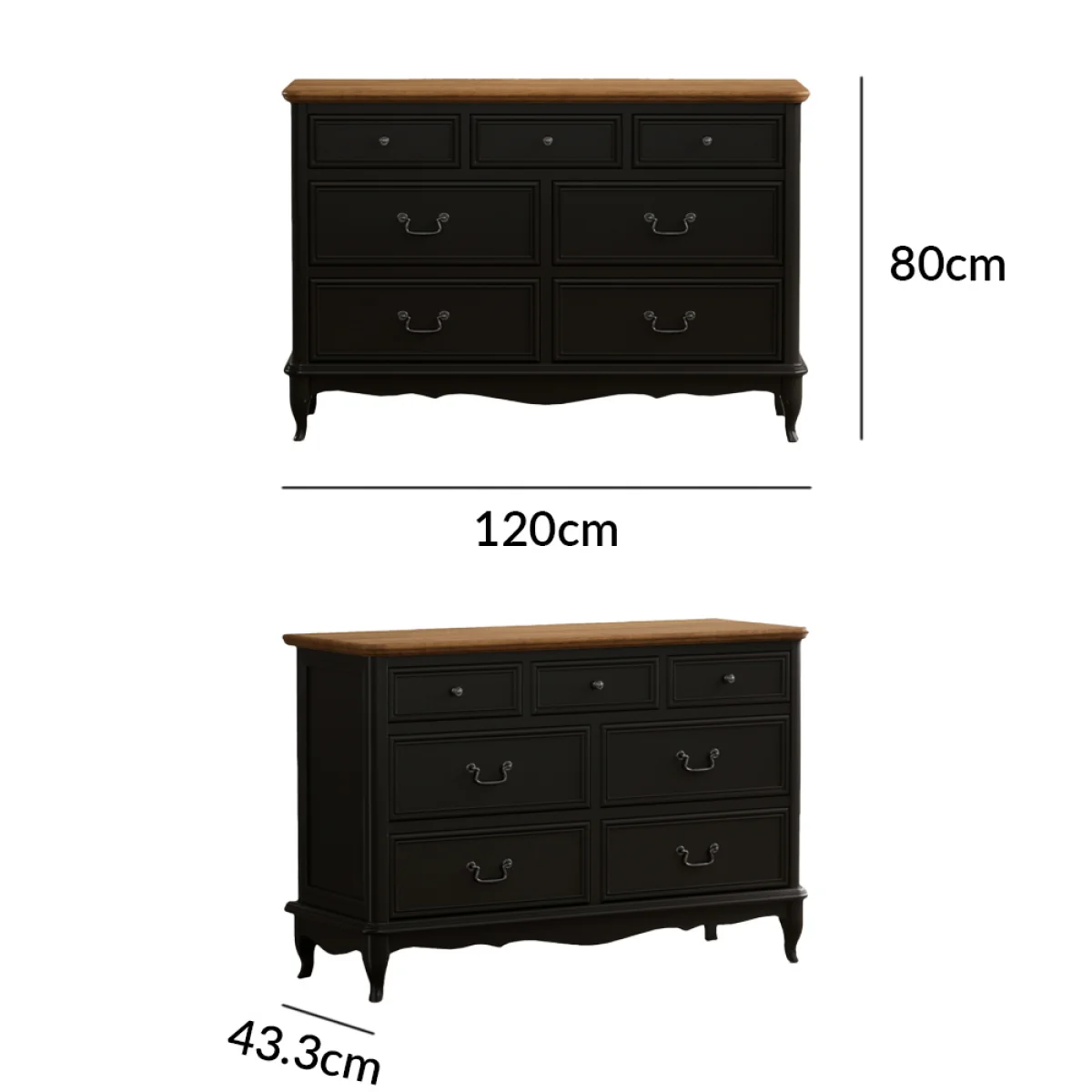 Chateau Noir Oak and Black Painted Wide Chest of Drawers – image 11