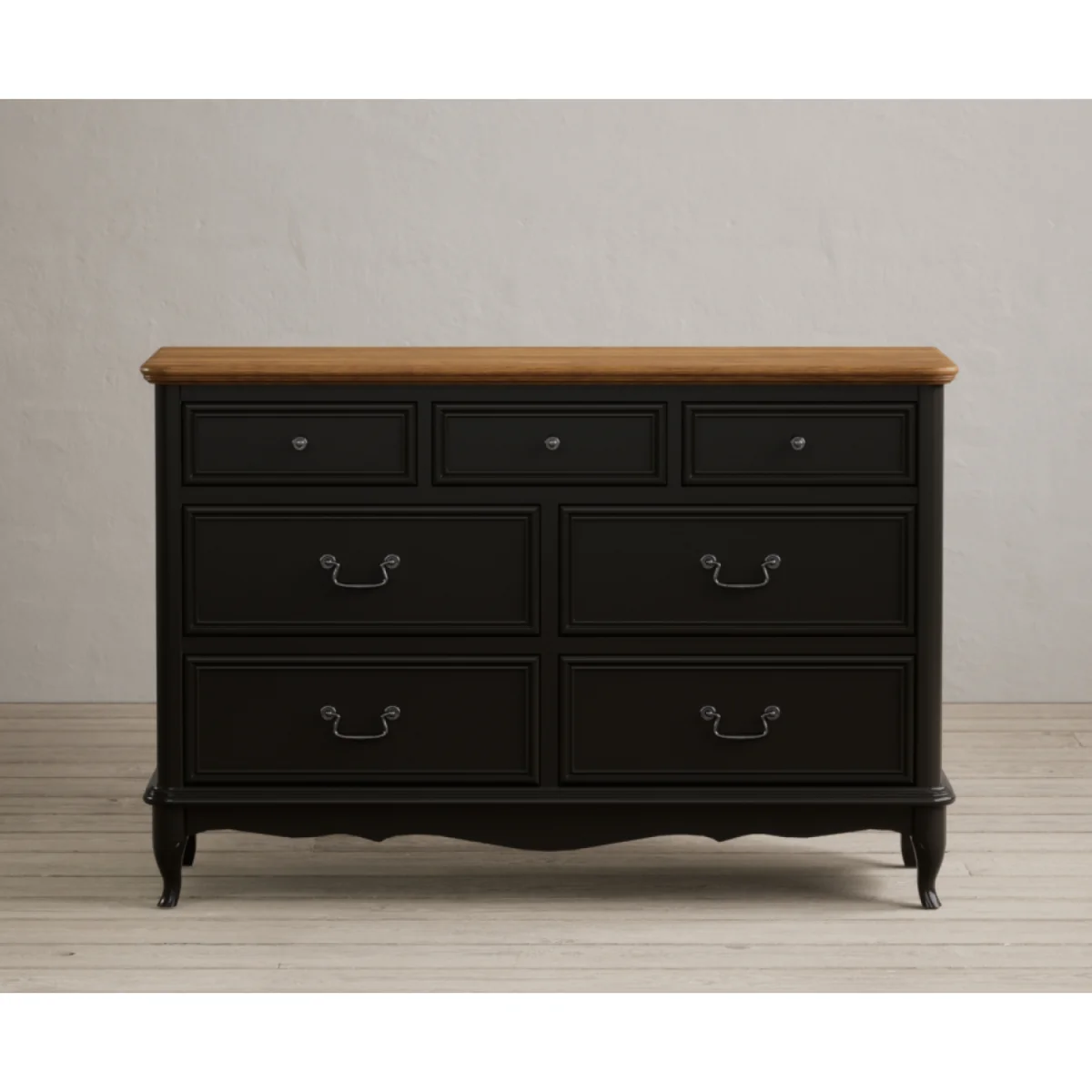 Chateau Noir Oak and Black Painted Wide Chest of Drawers – image 5