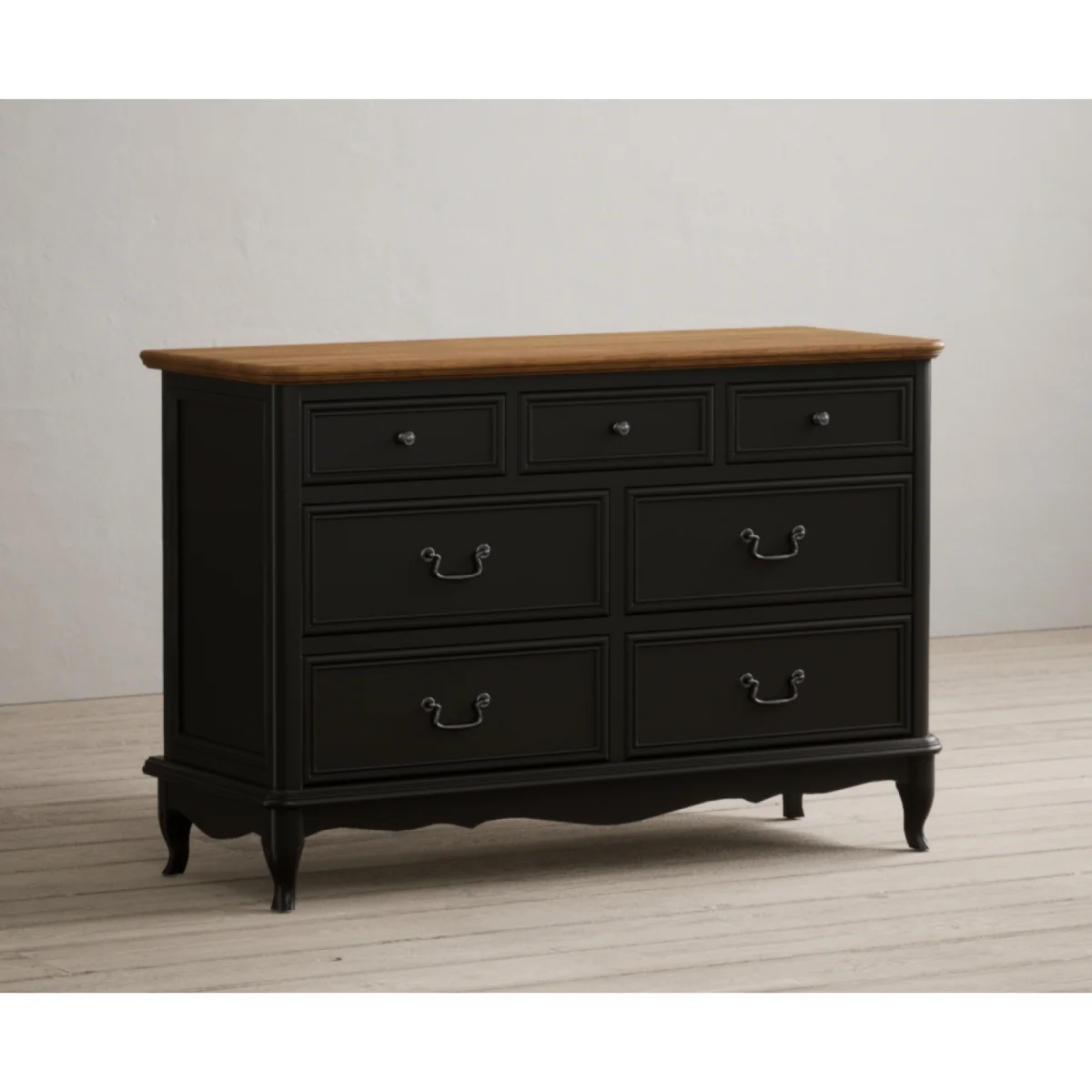 Chateau Noir Oak and Black Painted Wide Chest of Drawers – image 6