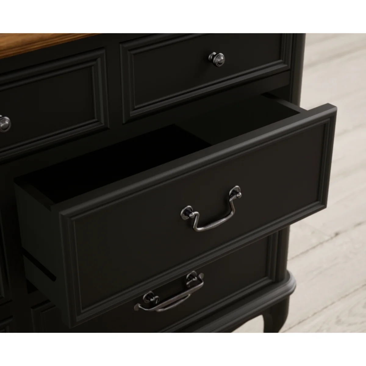 Chateau Noir Oak and Black Painted Wide Chest of Drawers – image 7