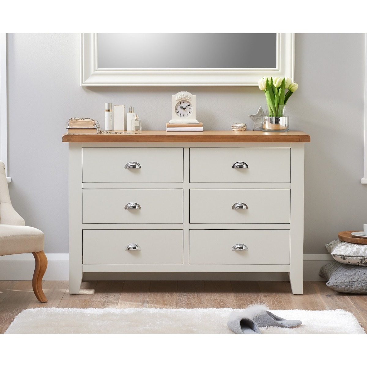 Eden Oak and White 6 Drawer Chest – image 2