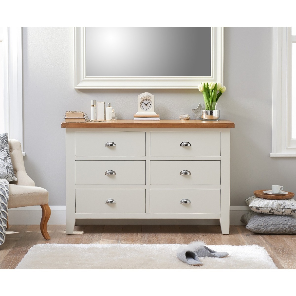 Eden Oak and White 6 Drawer Chest – image 3