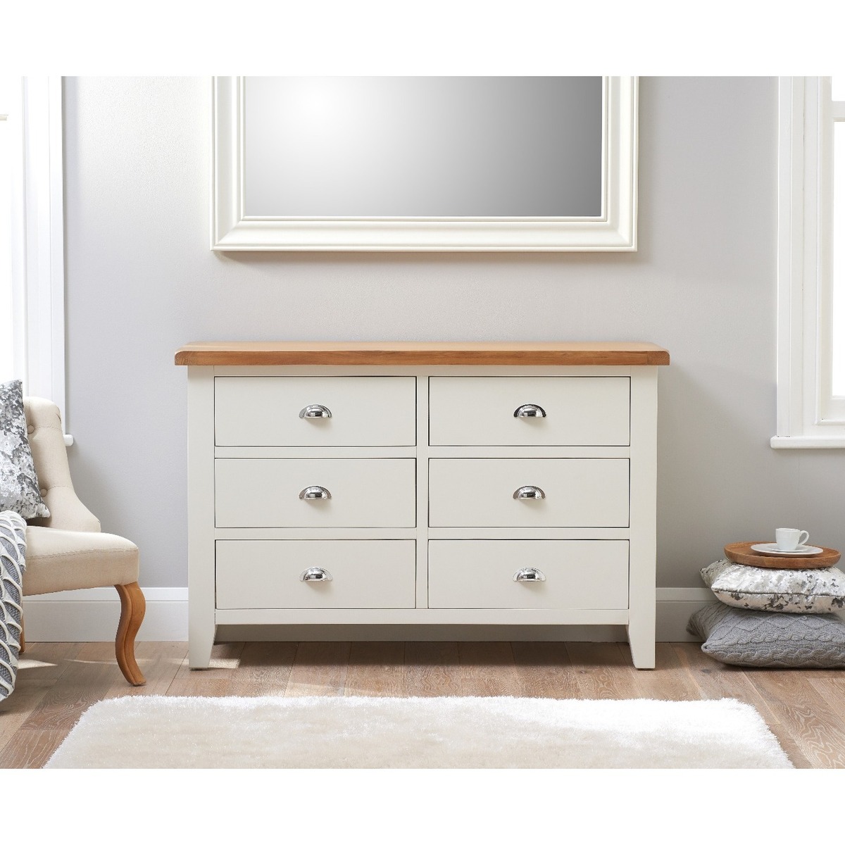 Eden Oak and White 6 Drawer Chest – image 1