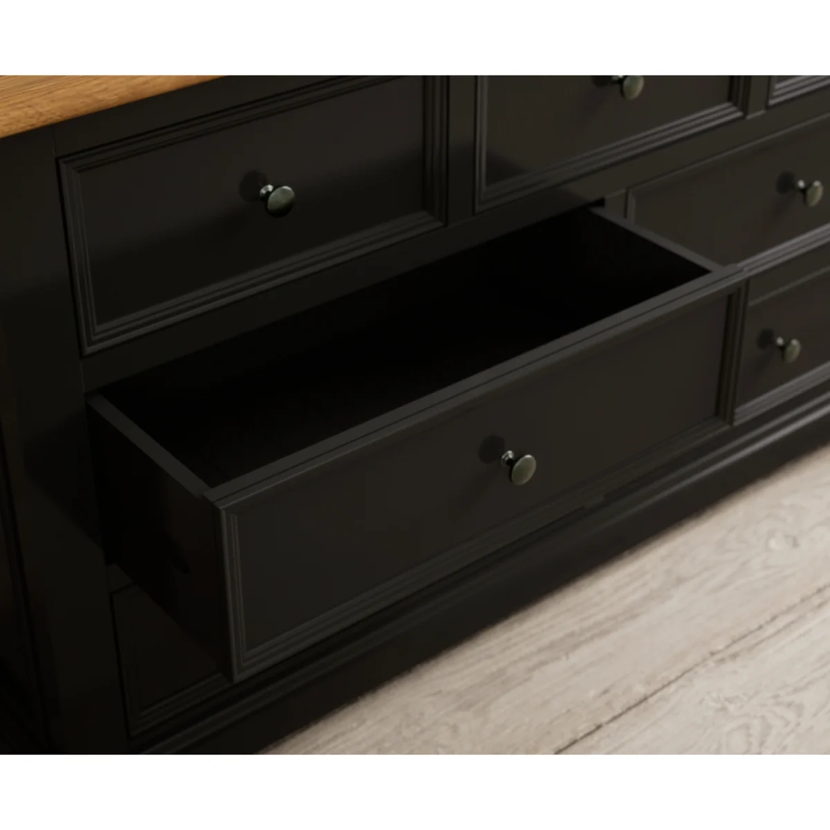 Charlton Oak and Black Painted Wide Chest Of Drawers – image 6