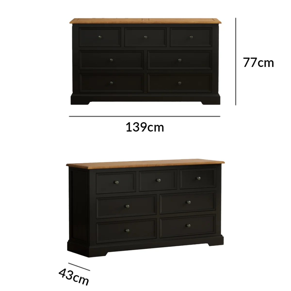 Charlton Oak and Black Painted Wide Chest Of Drawers – image 7