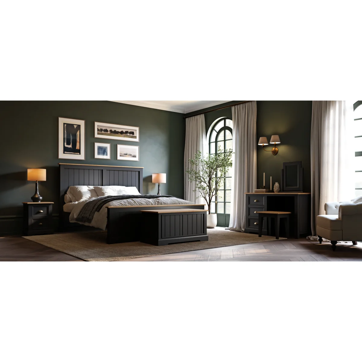 Charlton Oak and Black Painted Wide Chest Of Drawers – image 9
