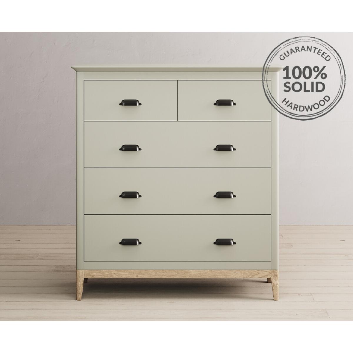 Ancona Oak and Soft Green Painted 2 Over 3 Chest of Drawers – image 2