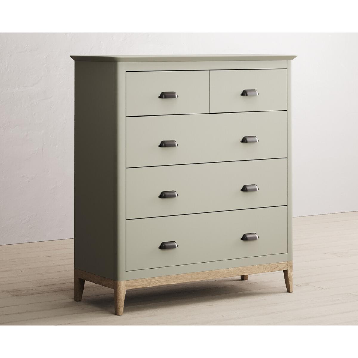 Ancona Oak and Soft Green Painted 2 Over 3 Chest of Drawers – image 3