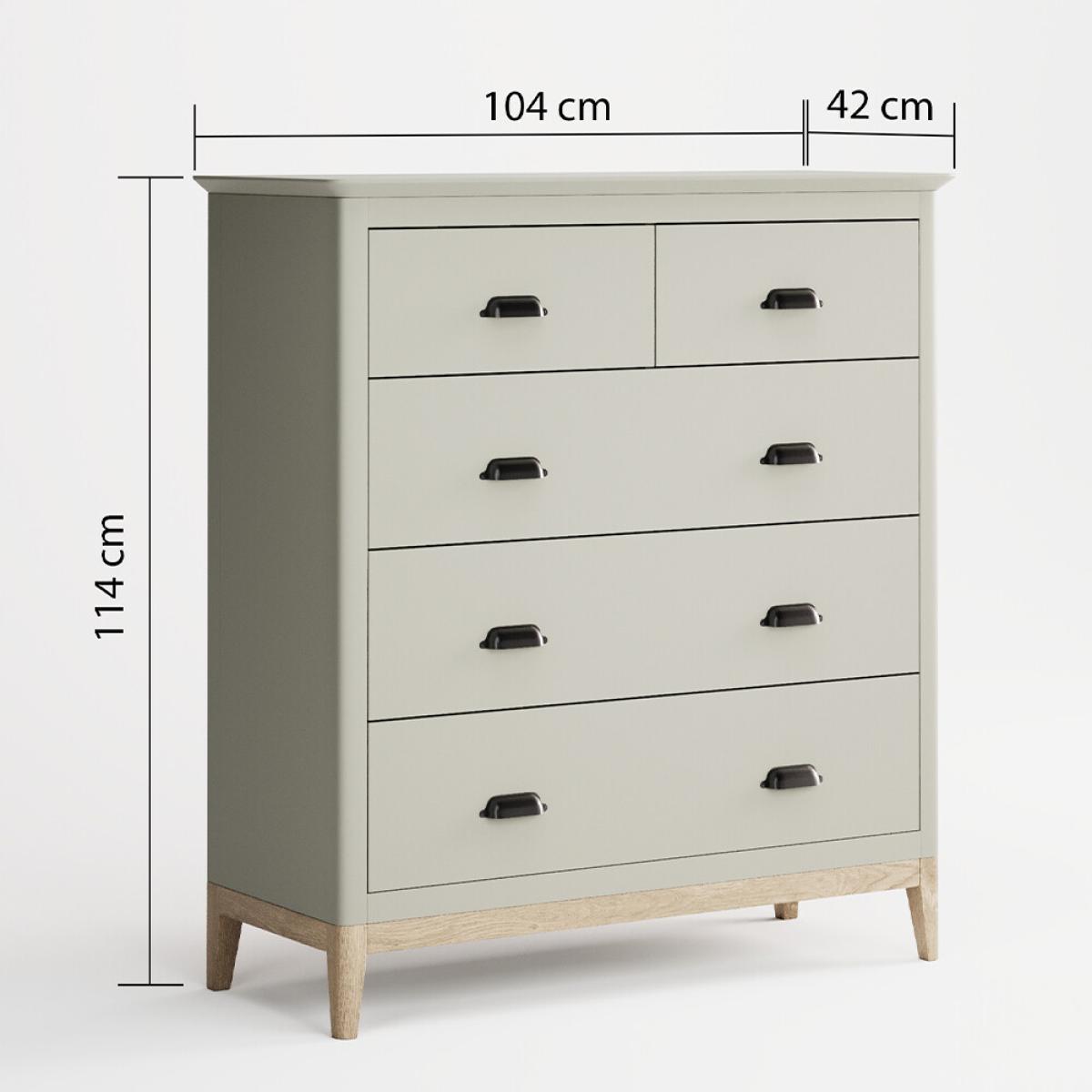 Ancona Oak and Soft Green Painted 2 Over 3 Chest of Drawers – image 9