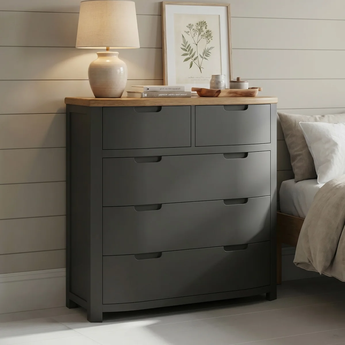 Bradwell Oak and Charcoal Painted 2 Over 3 Chest of Drawers – image 2