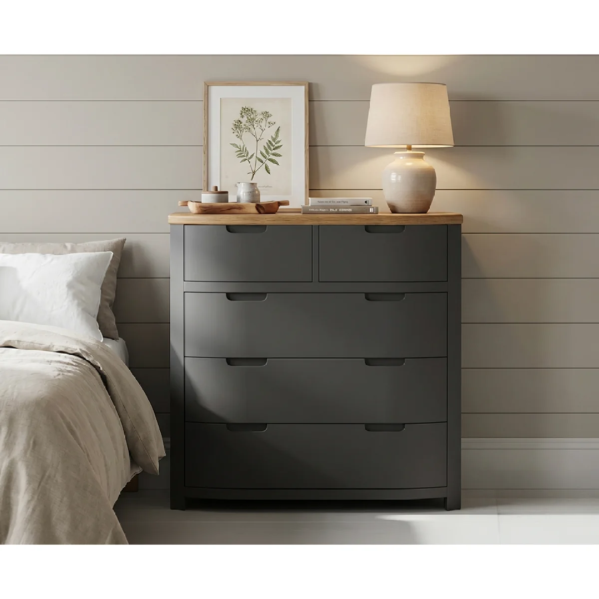 Bradwell Oak and Charcoal Painted 2 Over 3 Chest of Drawers – image 4