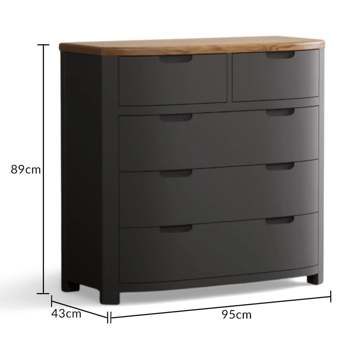 Bradwell Oak and Charcoal Painted 2 Over 3 Chest of Drawers – image 10