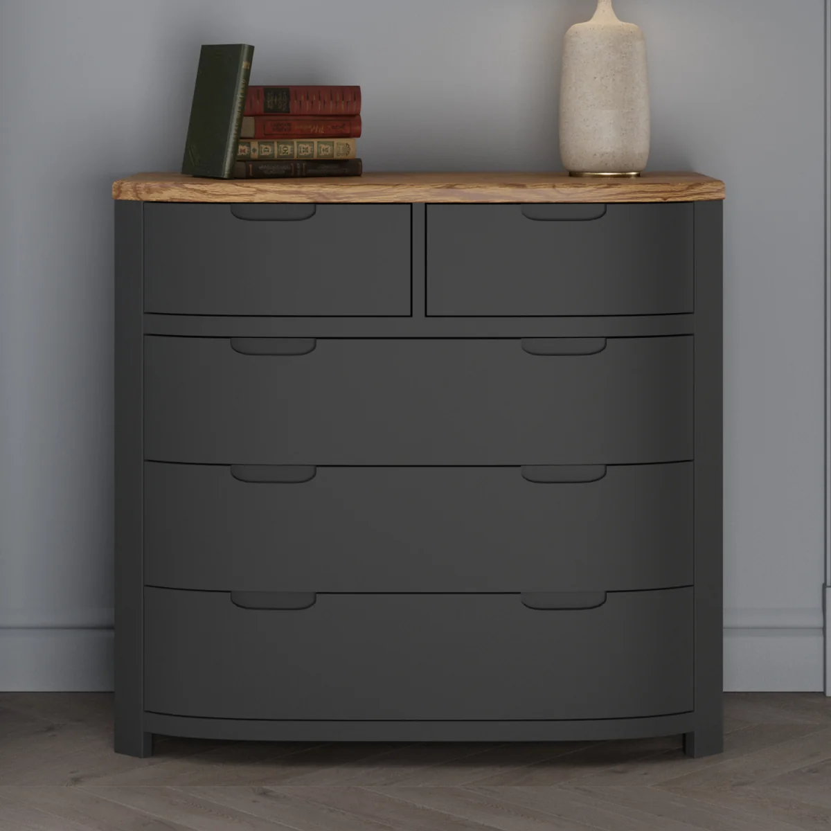 Bradwell Oak and Charcoal Painted 2 Over 3 Chest of Drawers – image 1