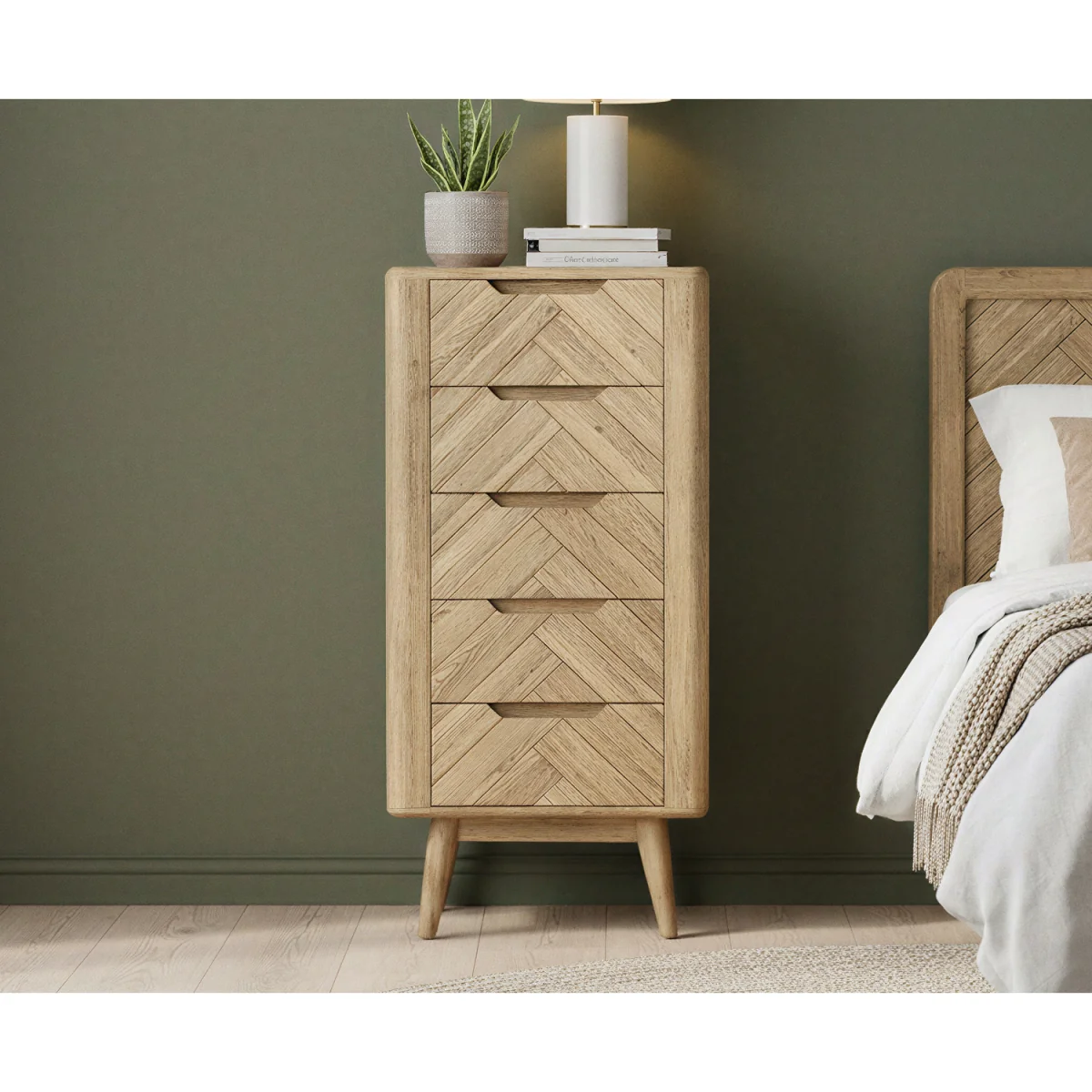 Parven Solid Oak 5 Drawer Tallboy Chest – image 3