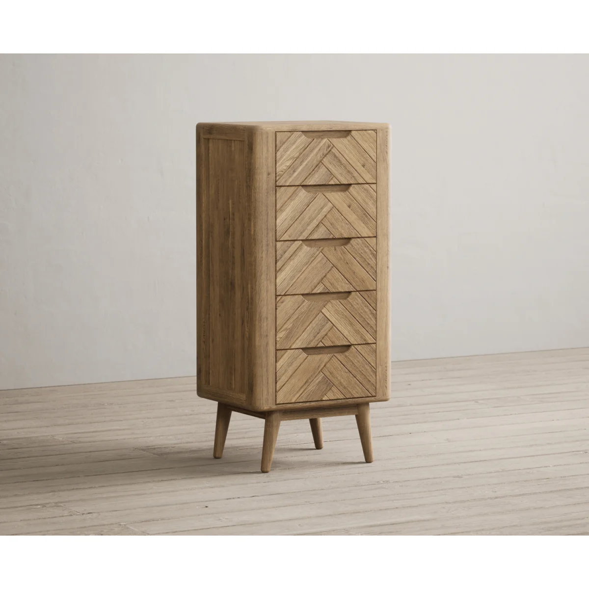 Parven Solid Oak 5 Drawer Tallboy Chest – image 4