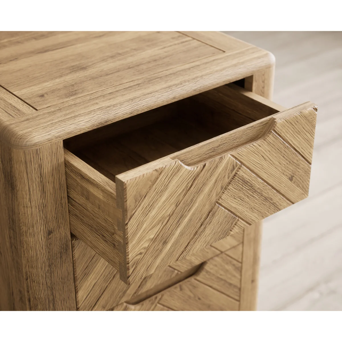 Parven Solid Oak 5 Drawer Tallboy Chest – image 6
