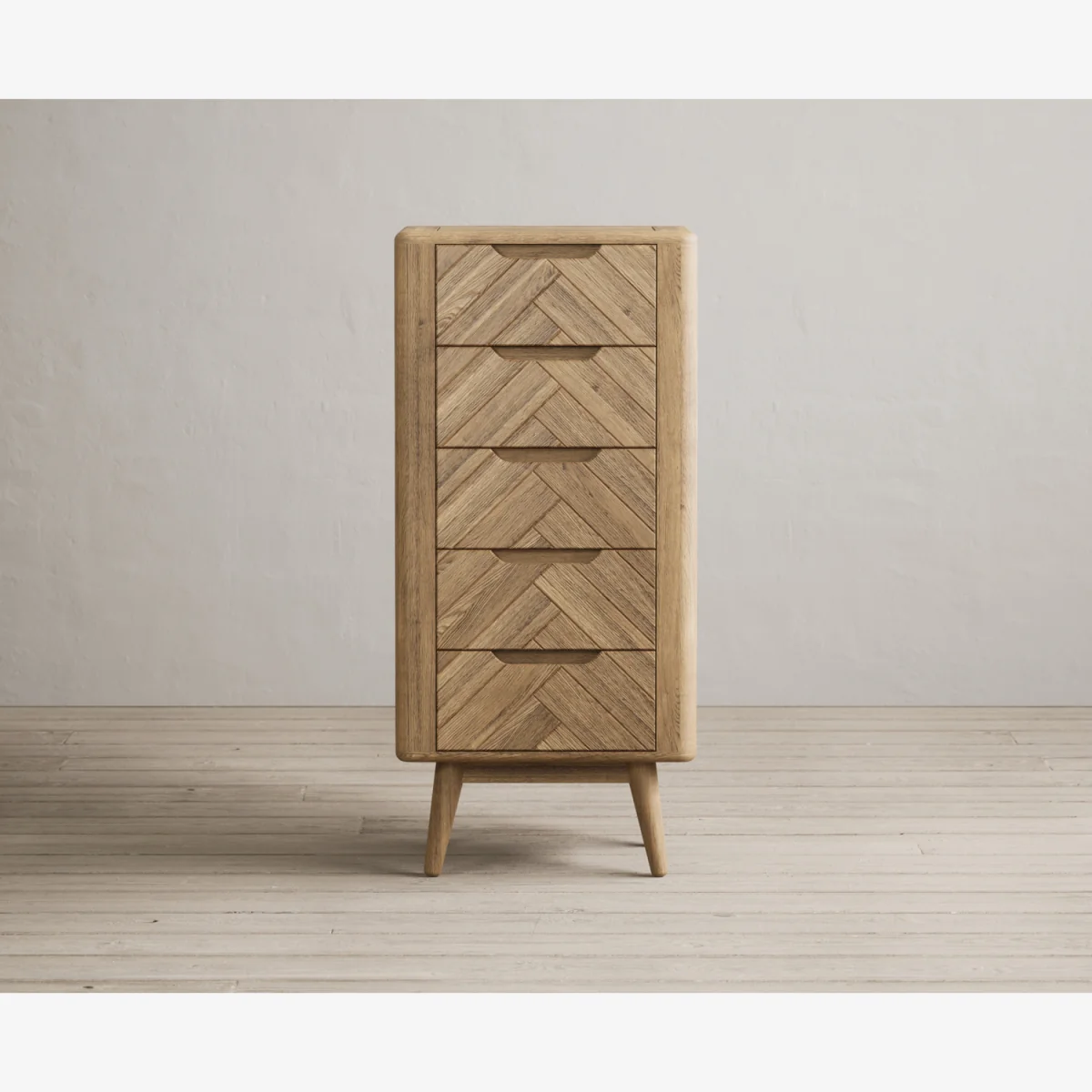 Parven Solid Oak 5 Drawer Tallboy Chest – image 1