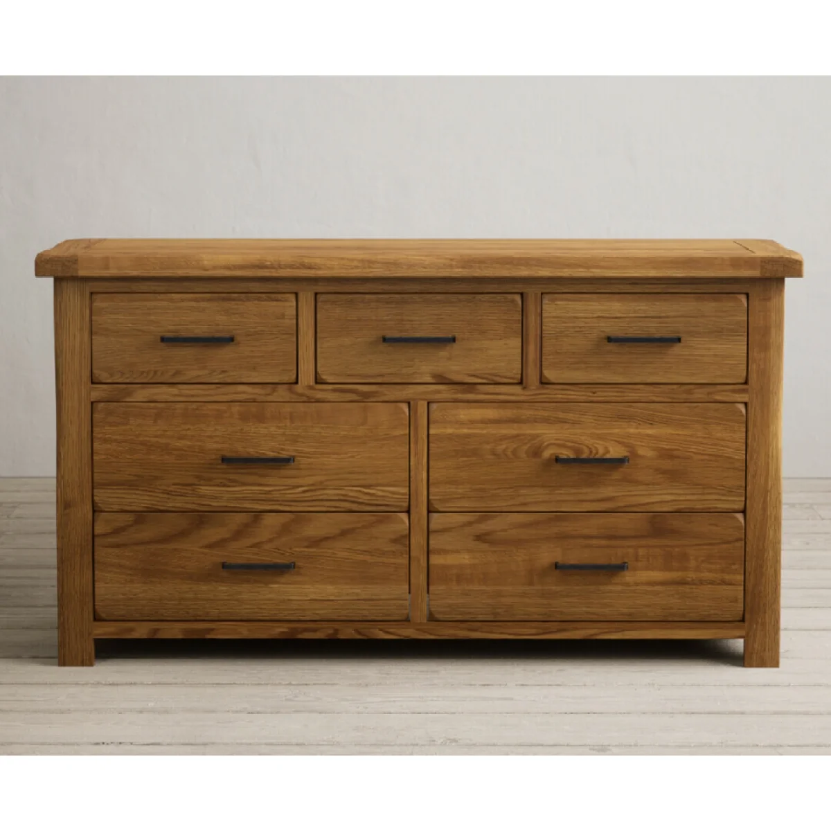 Harrogate Rustic Solid Oak Wide Chest Of Drawers – image 4