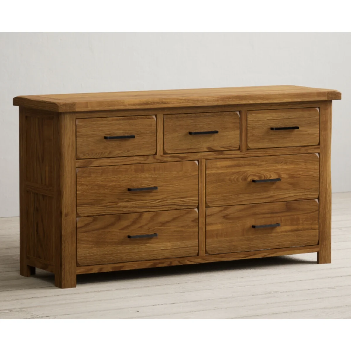 Harrogate Rustic Solid Oak Wide Chest Of Drawers – image 5