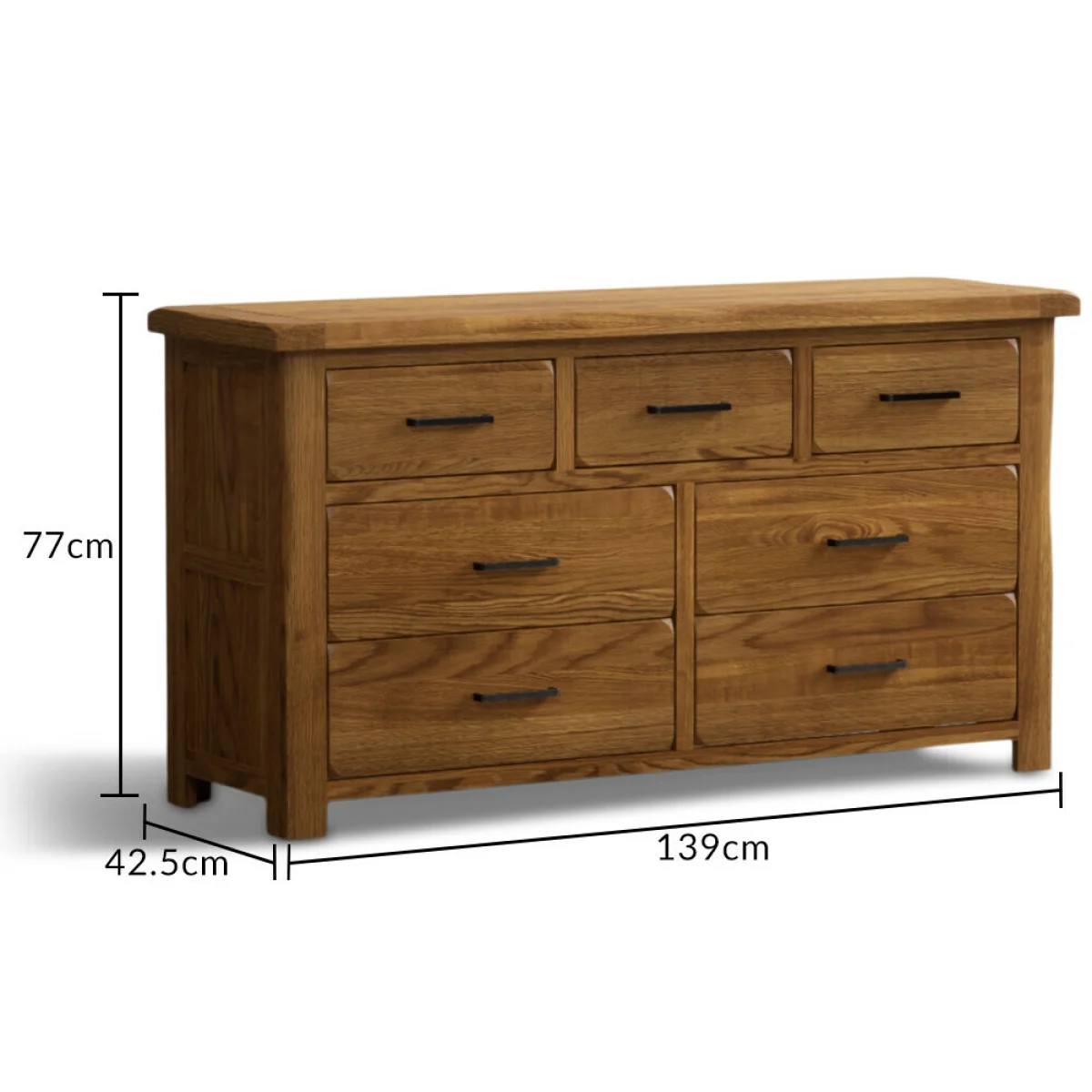 Harrogate Rustic Solid Oak Wide Chest Of Drawers – image 10