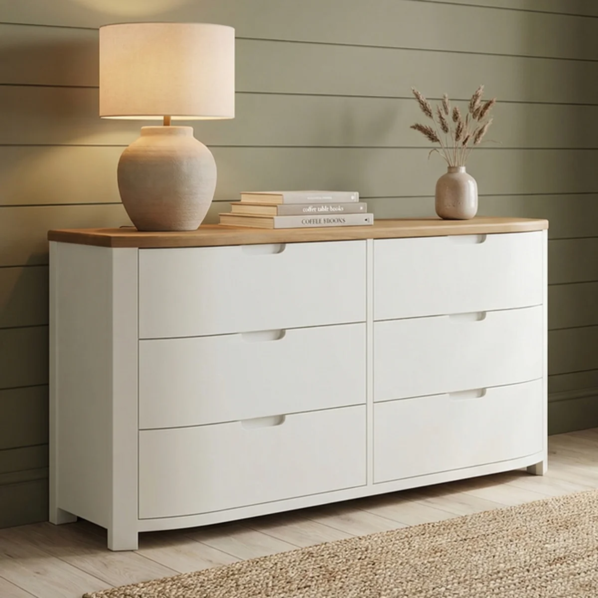 Bradwell Oak and Signal White Painted Wide Chest of Drawers – image 2