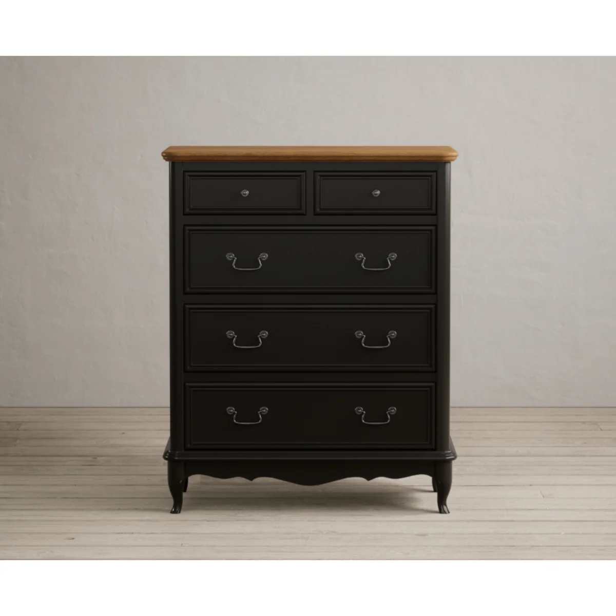 Chateau Noir Oak and Black Painted 2 Over 3 Chest of Drawers – image 5