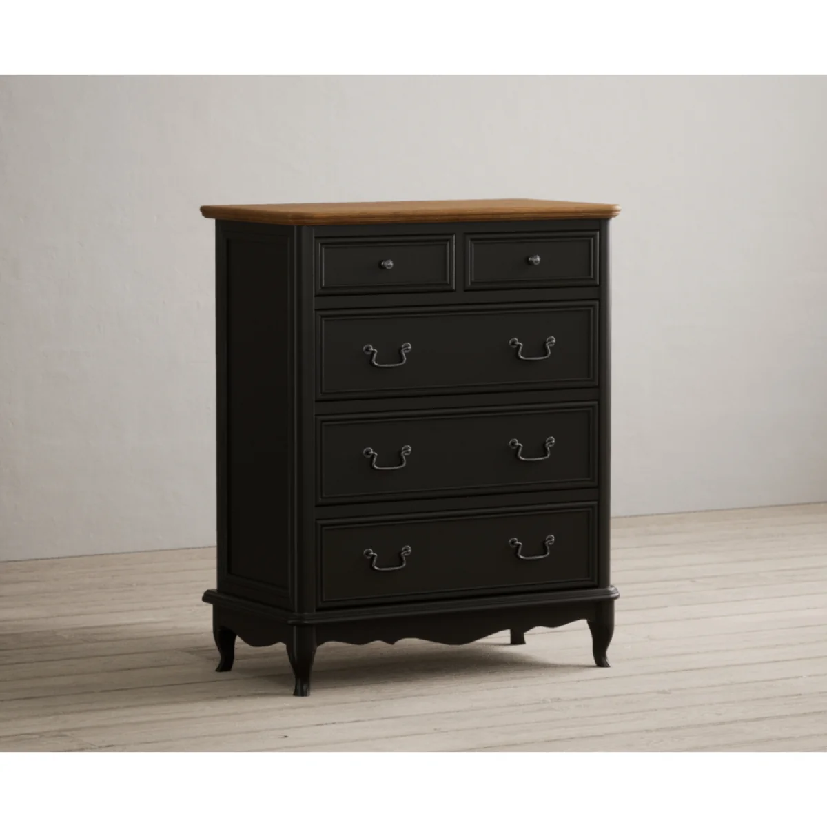 Chateau Noir Oak and Black Painted 2 Over 3 Chest of Drawers – image 6