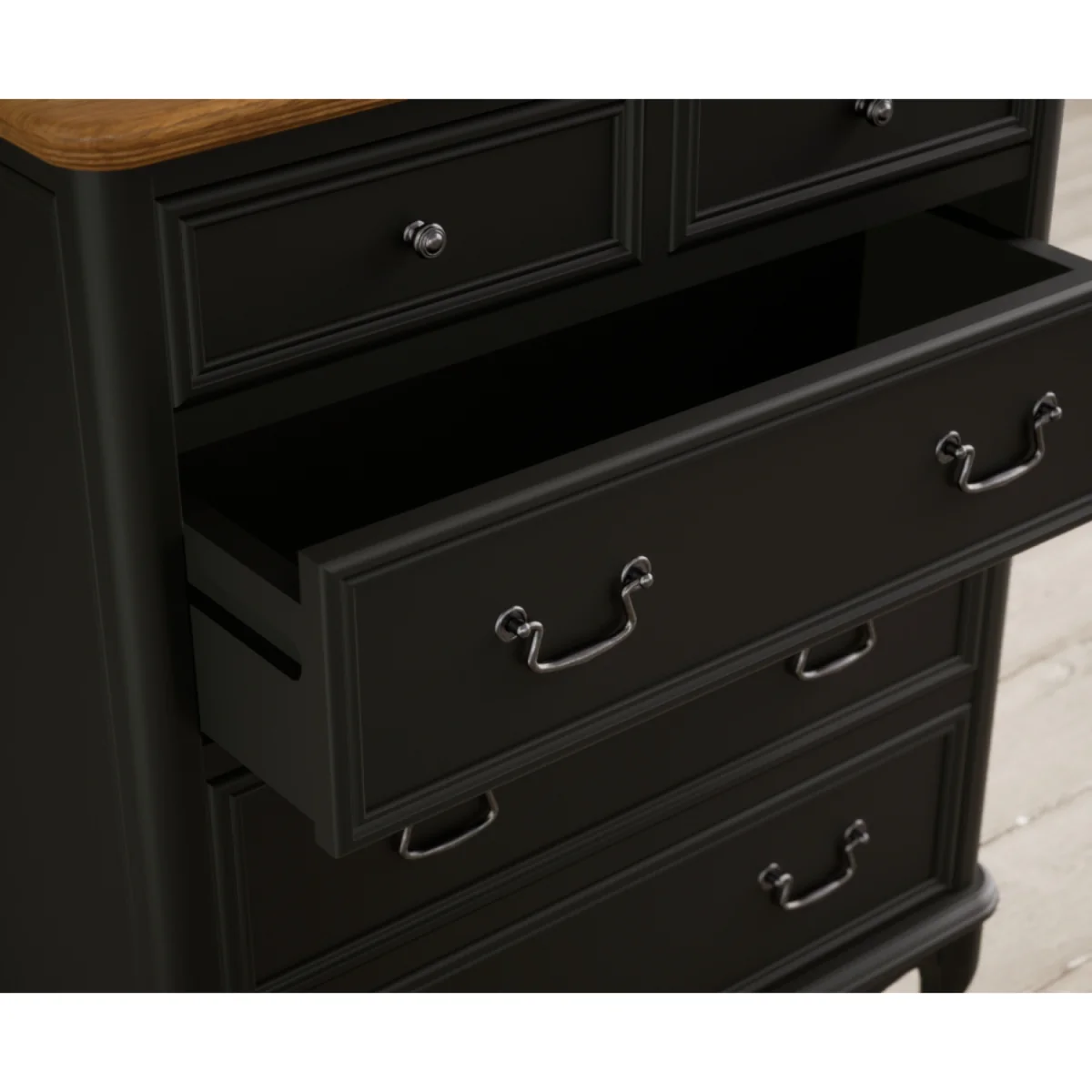 Chateau Noir Oak and Black Painted 2 Over 3 Chest of Drawers – image 7