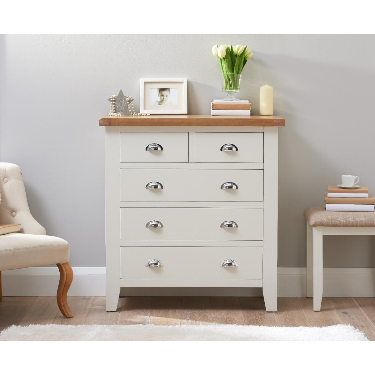 Eden Oak and White 2 Over 3 Chest of Drawers – image 1
