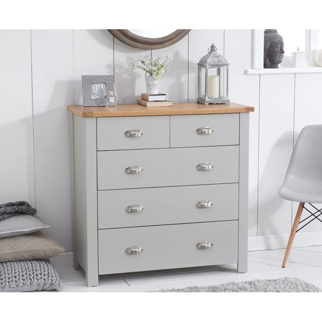 Somerset Oak and Grey 2 Over 3 Drawer Chest – image 2