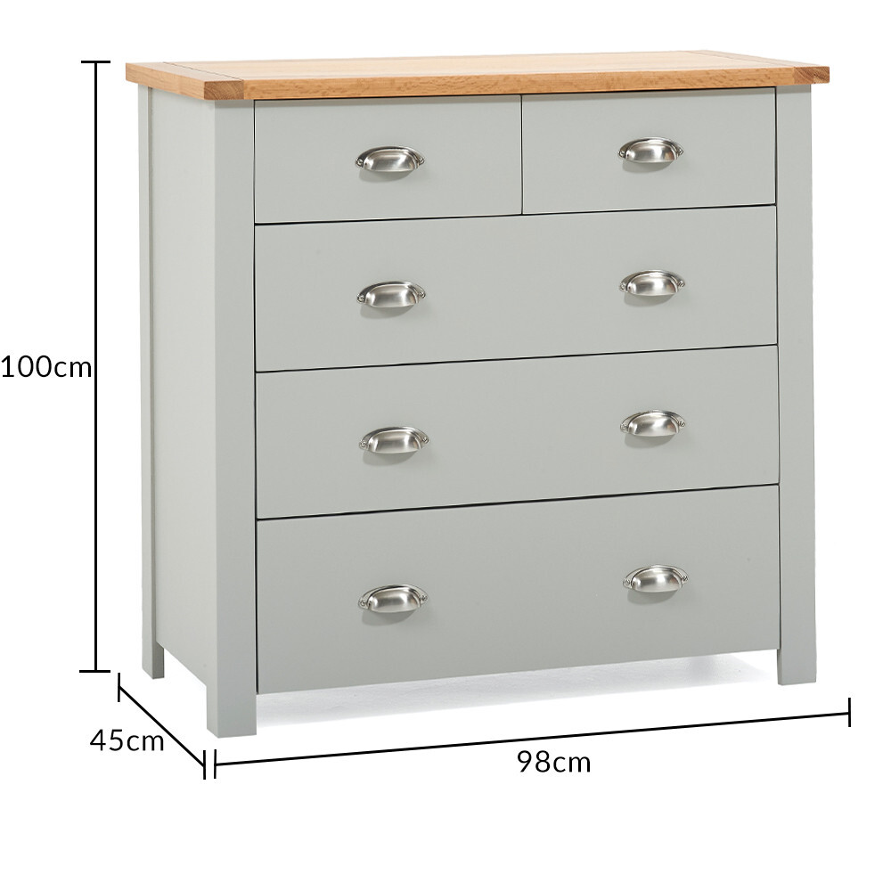 Somerset Oak and Grey 2 Over 3 Drawer Chest – image 3