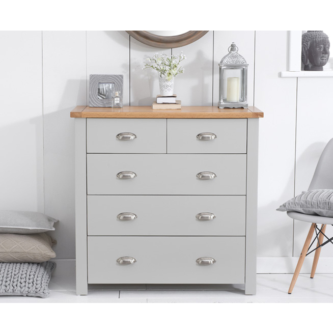Somerset Oak and Grey 2 Over 3 Drawer Chest – image 1