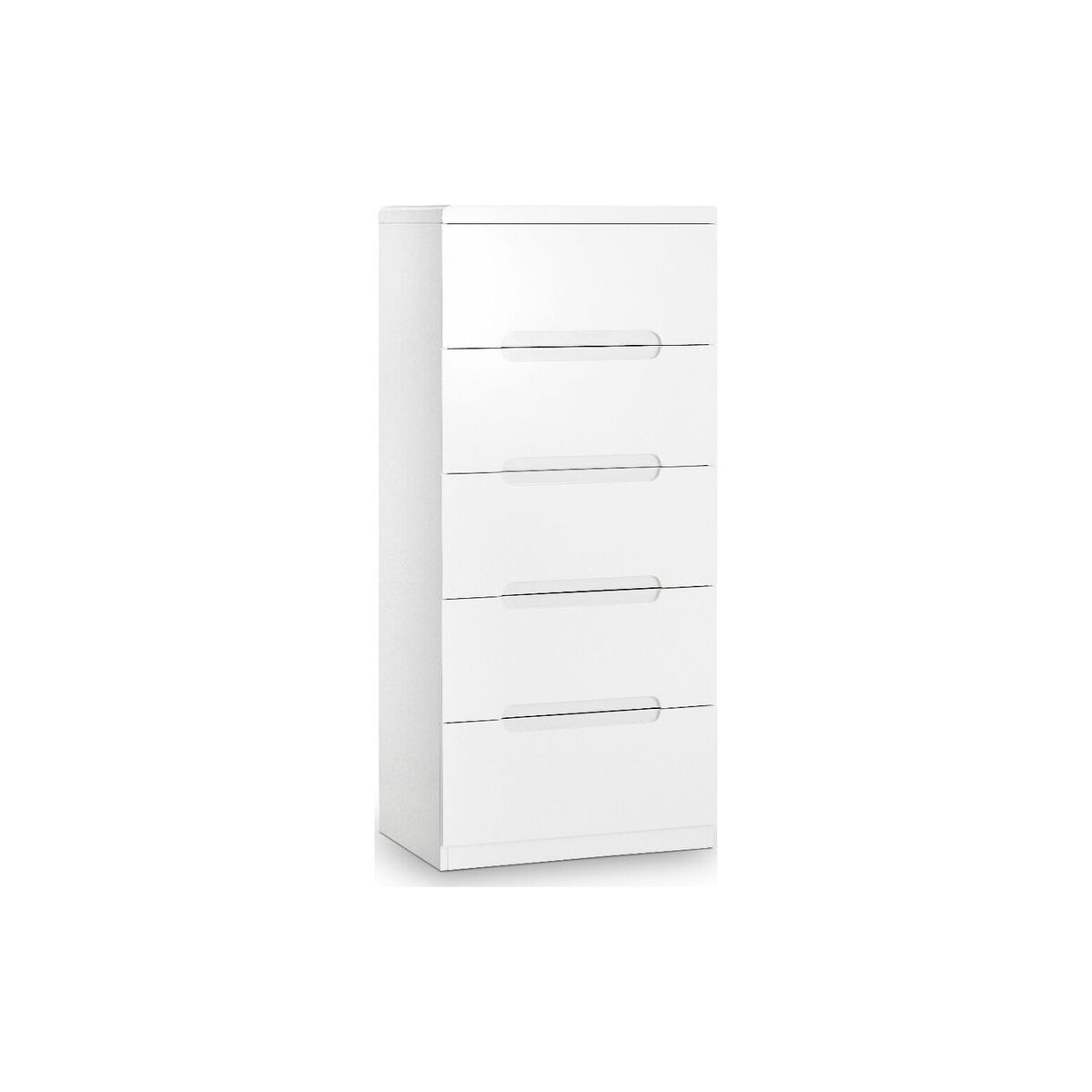 London White High Gloss Tall 5 Drawer Chest
